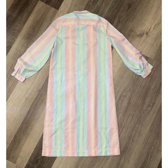 Vintage Schrader Sport Pastel Striped Shirt Dress Size 12 - Picture 8 of 10